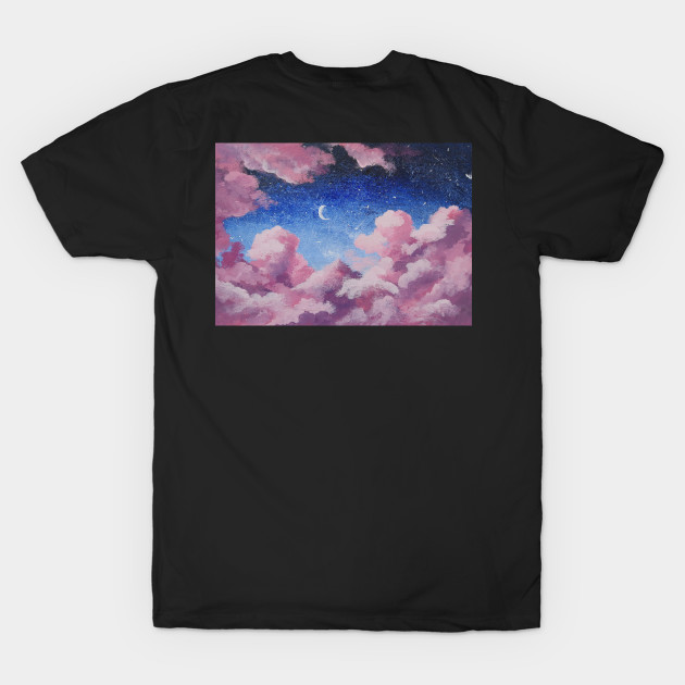 Galaxy Sky Pink Clouds Night Sky Moon Stars by Nevervand